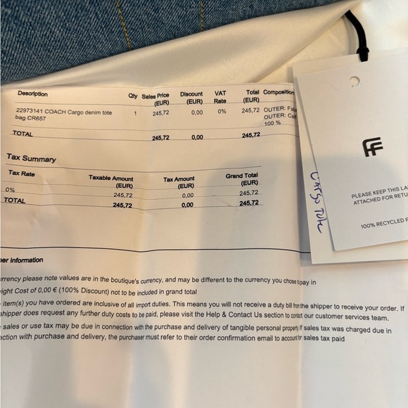 Coach Denim Blue Cargo Large Tote Bag - Picture 7 of 8